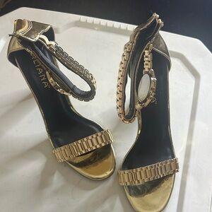 Liliana Gold Chain Strap Heels
